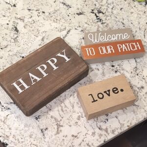 Rustic Wooden Sign Set - Brown, Orange, and Gray